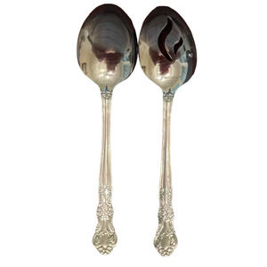 Cambridge Alyssa Stainless Serving Spoon Set‎ Glossy Scrolls Flowers